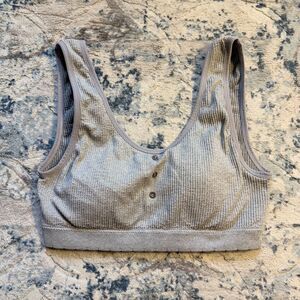 Lucky Brand Seamless Comfort Bra Gray Large Cute Casual Lounge Ribbed